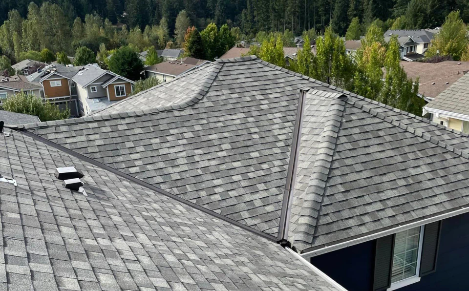close up shot of asphalt roof shingles